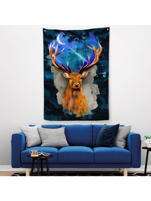 Geyiğin Galaxisi Modern Sanat Duvar Örtüsü - HALISI-5997