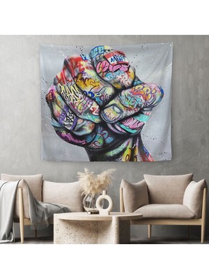 Sokak Graffiti Duvar Sanatı Kanvas Duvar Örtüsü-Halısı, Banksy Renkli Graffiti Pop ART-5338