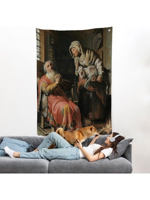 Rembrandt - Tobit ve Anna Çocuk ile Birlikte Duvar ÖRTÜSÜ-7439