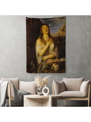 Titian Tiziano Vecellio'un 'tövbe Eden Magdalene' Eseri Duvar Örtüsü - HALISI-5125