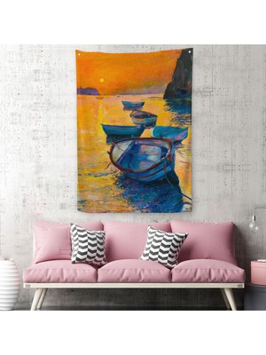 Denizde Gün Batımı Manzarası Duvar Örtüsü - HALISI-5983