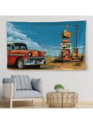 Kırmızı Klasik Araba Duvar ÖRTÜSÜ-HALISI-6660