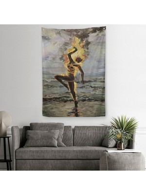 Yanarken Dans Eden Kadın Duvar Örtüsü - HALISI-6243