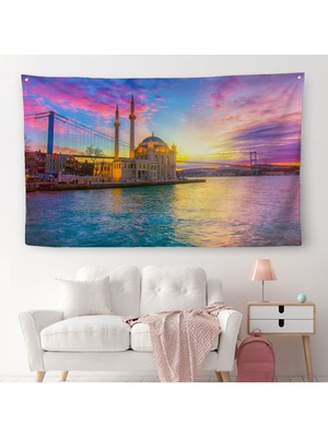 Ortaköy Camii ve Boğaziçi Köprüsü Manzarası Dekoratif Kanvas Duvar ÖRTÜSÜ-HALISI-6508