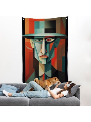 Soyut Şapkalı Adam Duvar ÖRTÜSÜ-7786