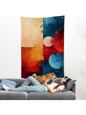 Yağlıboya Görünümlü Soyut Duvar ÖRTÜSÜ-7980