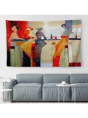 Pubdaki Kadınlar Duvar Örtüsü-Halısı - Women In The PUB -6604