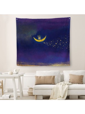 Ay'dan Yıldız Saçan Adam Kanvas Duvar ÖRTÜSÜ-HALISI-5849