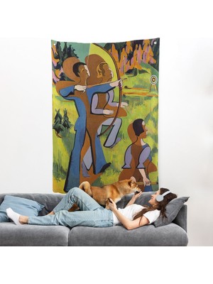 Ernst Ludwig Kirchner - Okçular Duvar Örtüsü - ARCHERS-8064