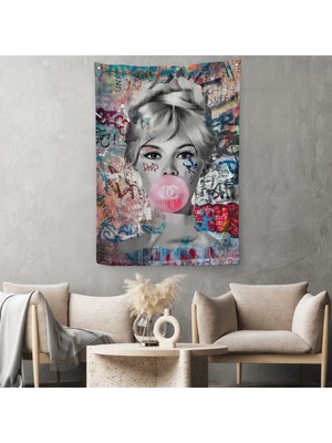 Brigitte Bardot Graffiti Pop Art Duvar ÖRTÜSÜ-HALISI-6469