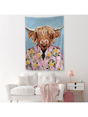 Pembe Ceketli Boğa Duvar ÖRTÜSÜ-HALISI-6350