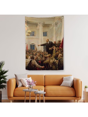 Lenin Petersburg'da Sovyetlerin Iktidarını Ilan Ediyor Duvar Örtüsü - HALISI-6169