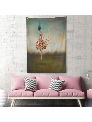 Yerden Yükselen Çiçek Kıyafetli Kadın Duvar Örtüsü - HALISI-6281