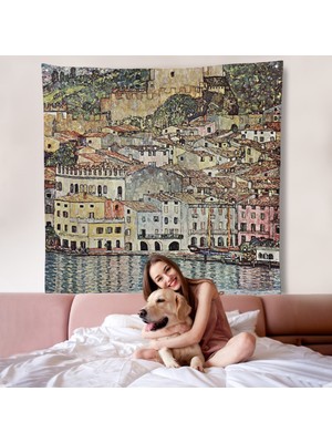 Gustav Klimt Garda Denizi Duvar Örtüsü - Malcesine Am GARDASEE-8344