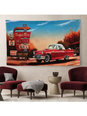 Kırmızı Klasik Araba Duvar ÖRTÜSÜ-HALISI-6611