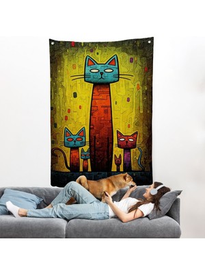 Sevimli Kedi Ailesi Duvar ÖRTÜSÜ-7903