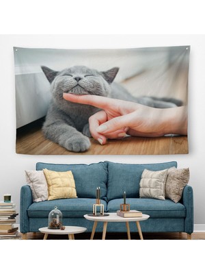 Sevimli Kedi Dekoratif Kanvas Duvar ÖRTÜSÜ-HALISI-6505