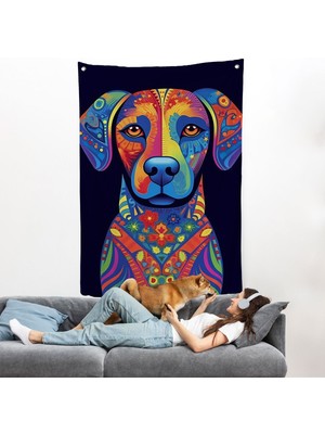 Mandala Renkli Köpek Duvar ÖRTÜSÜ-7545