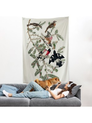 John James Audubon - Gül Göğüslü Kocabaş Duvar Örtüsü - Rose-Breasted GROSBEAK-8043