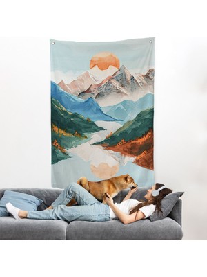 Dağların Arasındaki Güneş Manzarası Duvar ÖRTÜSÜ-7617