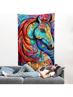 Renkli Soyut At Duvar ÖRTÜSÜ-7528