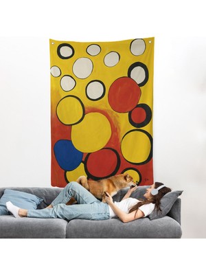 Alexander Calder - Sarı ve Kırmızı Küreler Duvar Örtüsü - Orbs On Yellow And RED-7367