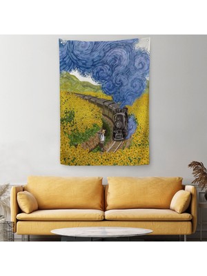 Vincent Van Gogh'un Renkli Tasviri Duvar Örtüsü - HALISI-6224