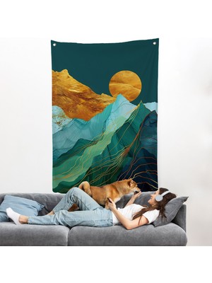 Dağların Üstündeki Güneş Manzarası Duvar ÖRTÜSÜ-7648