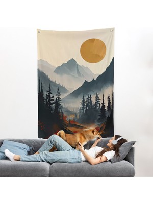 Dağların Üstündeki Güneş Manzarası Duvar ÖRTÜSÜ-7637