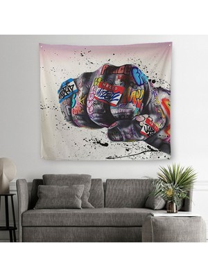 Sokak Graffiti Duvar Sanatı Kanvas Duvar Örtüsü-Halısı, Banksy Renkli Graffiti Pop ART-5337