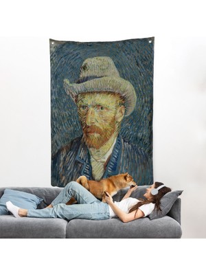 Vincent Van Gogh - Hasır Şapkalı Otoportre Duvar ÖRTÜSÜ-7481
