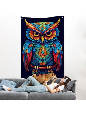 Mandala Renkli Baykuş Duvar ÖRTÜSÜ-7554