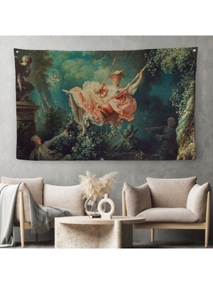 18.yy Salıncakta Sallanan Kadın Duvar ÖRTÜSÜ-HALISI-6592