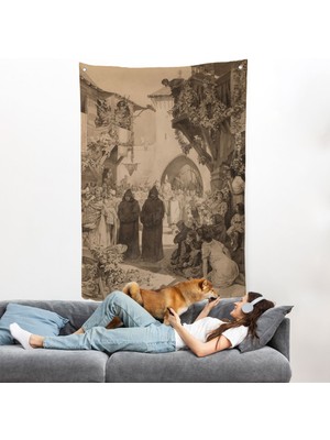 Alphonse Mucha - Imparator Lothair ve Masum Papa Duvar ÖRTÜSÜ-7342