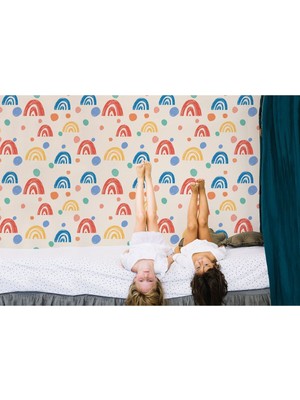 Renkli Gökküşağı Desenli Çocuk Odası Duvar KAĞIDI-5771