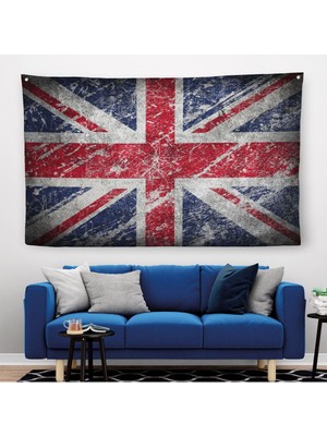 Ingiltere Bayrağı Rustik Kanvas Duvar Örtüsü-Halısı, Ev ve Ofis DEKORU-5392