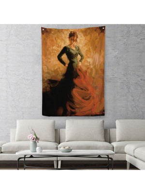 Flamenko Dansçısı Kadın Dekoratif Duvar ÖRTÜSÜ-HALISI-6425