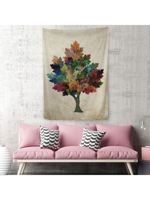 Renkli Çınar Ağacı Duvar Örtüsü - HALISI-6267