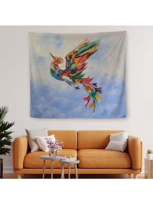 Renkli Simurg Kuşu Anka Kuşu Kanvas Duvar ÖRTÜSÜ-HALISI-5326
