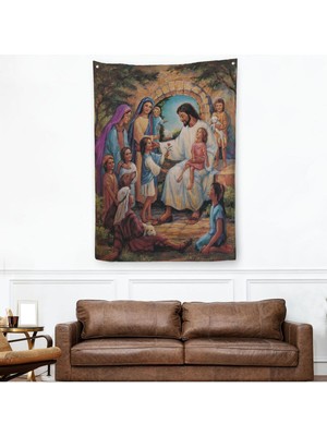 Isa Mesih ve Çocuklar Duvar Örtüsü - HALISI-6236