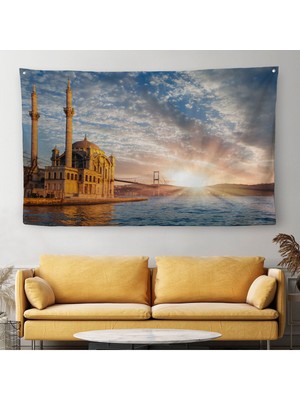 Ortaköy Camii ve Boğaziçi Köprüsü Manzarası Dekoratif Kanvas Duvar ÖRTÜSÜ-HALISI-6504