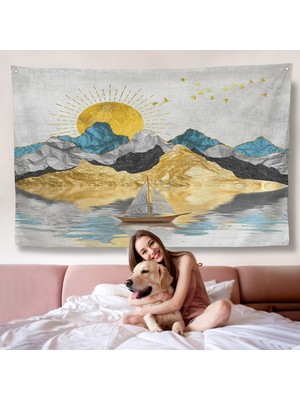 Altın Güneş Manzarası Duvar ÖRTÜSÜ-7222