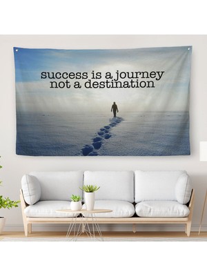 Başarı Bir Yolculuktur Varış Noktası Değil Kanvas Duvar Örtüsü-Halısı, Motivasyonel YAZI-5388