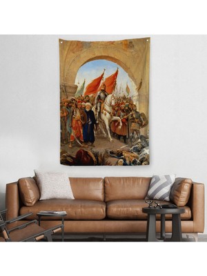 Fatih Sultan Mehmet Istanbul'a Girişi Duvar Örtüsü-Halısı - Fausto Zonaro -6439
