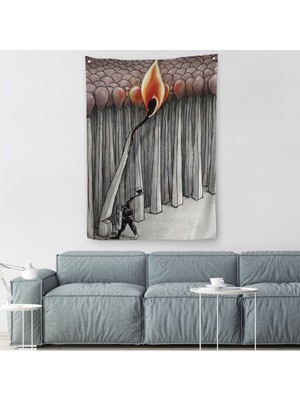 Bütün Uyuyanları Uyandırmaya Bir Uyanık Yeter Sürreal Duvar Örtüsü - HALISI-6070