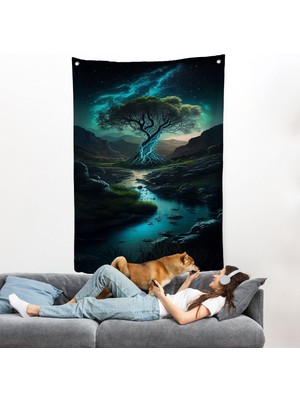 karanlıktaki  ağaç duvar örtüsü-7882