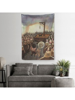 Kafası Farklı Çalışanın Kafası Gider Sürreal Duvar Örtüsü - HALISI-6041