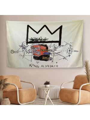 Jean Michel Basquiat'in Kral Alphonso Isimli Eseri Kanvas Duvar ÖRTÜSÜ-HALISI-5015