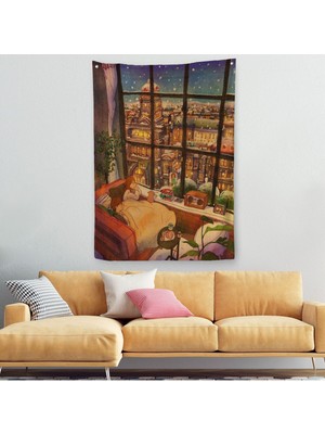 Cam Önünde Kar Keyfi Duvar ÖRTÜSÜ-HALISI-6336