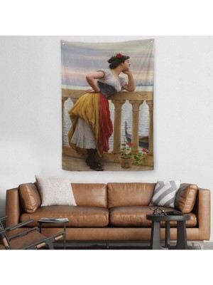 Eugen Von Blaas In Bekleyiş Isimli Eseri Duvar Örtüsü - HALISI-6117